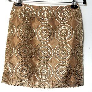 Maxon skirt Girl's Embroidered Sequined Gold Mini size M